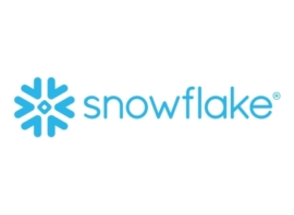 Snowflake logo in blue on a white background