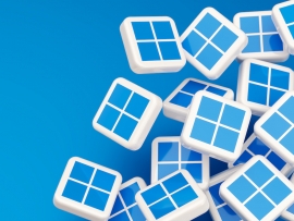Cubes with Microsoft Windows 11 logo.