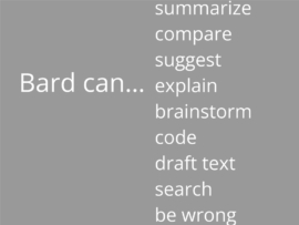 A prompt that says, "Bard can..." with a list of actions that Google Bard can take.