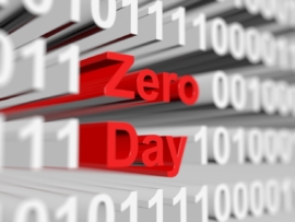 The words Zero Day interrupting a series of bunary zeros and ones.